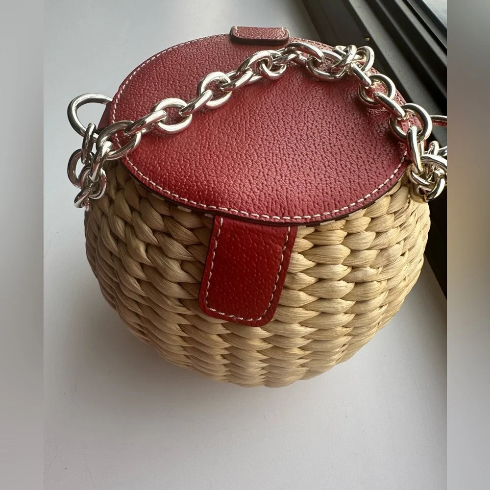 Frances Valentine Honeypot Basket Natural/Red Embroidered Heart - Picture 8 of 11